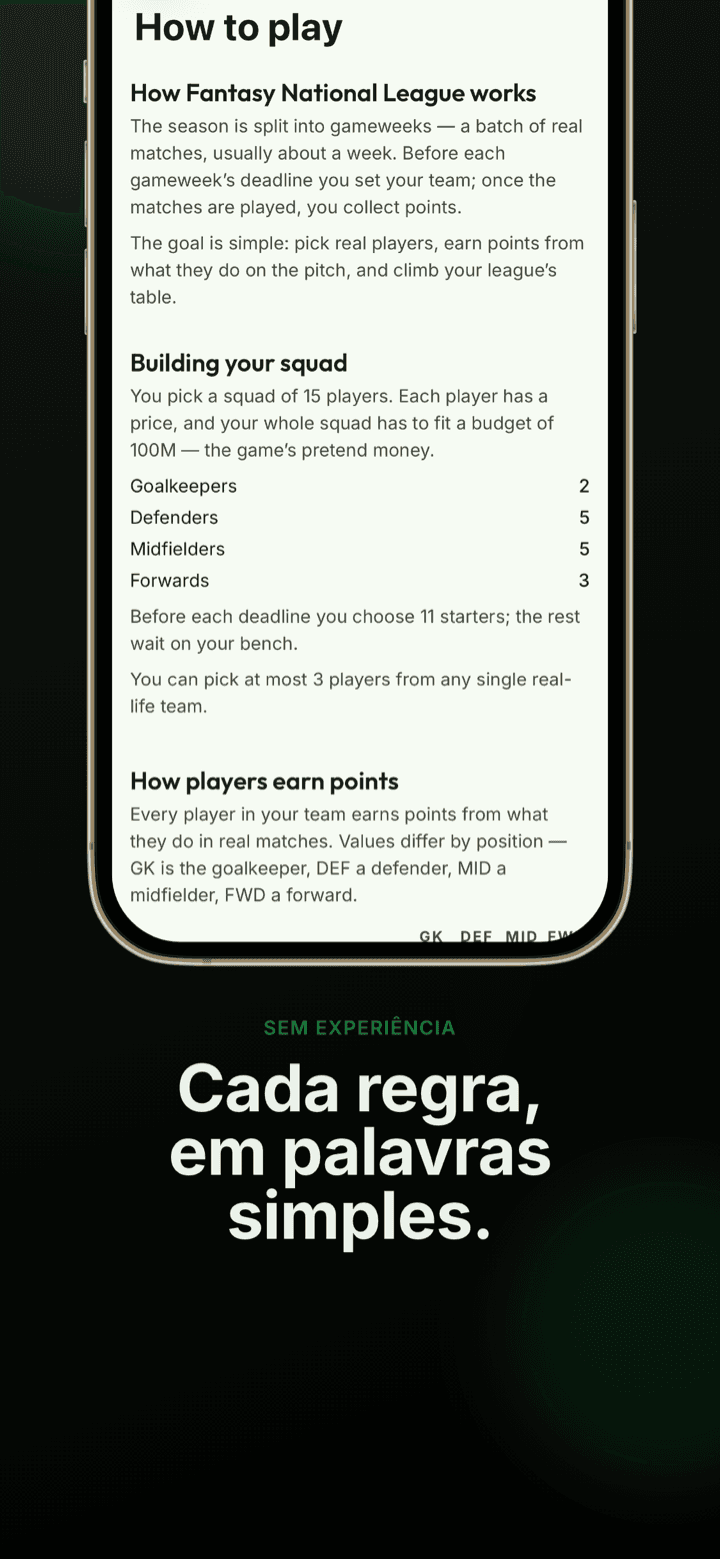 Captura do app: as regras de pontuação explicadas em palavras simples